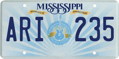 MS license plate ARI235