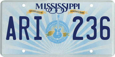MS license plate ARI236