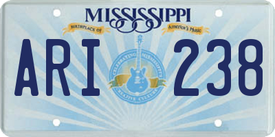 MS license plate ARI238