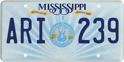 MS license plate ARI239