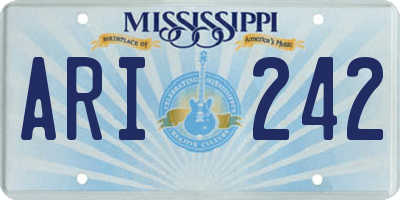 MS license plate ARI242