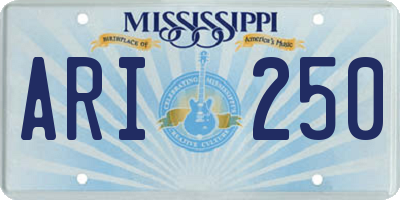 MS license plate ARI250