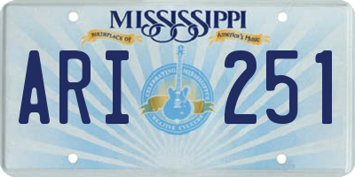 MS license plate ARI251