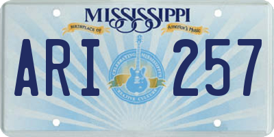 MS license plate ARI257