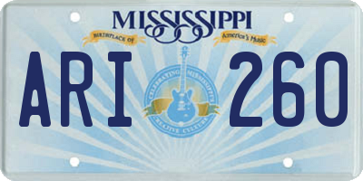 MS license plate ARI260