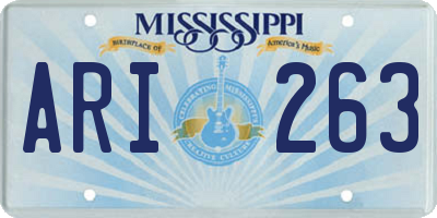 MS license plate ARI263