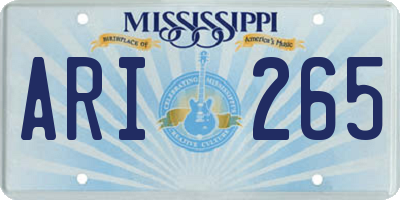 MS license plate ARI265