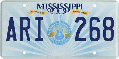 MS license plate ARI268
