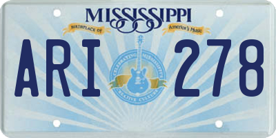 MS license plate ARI278