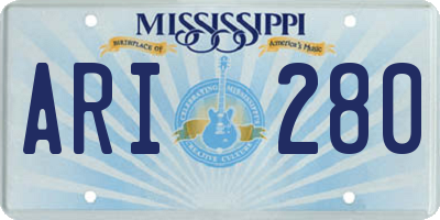 MS license plate ARI280