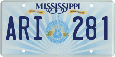 MS license plate ARI281