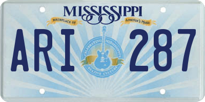 MS license plate ARI287