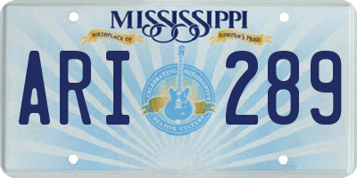 MS license plate ARI289