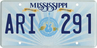 MS license plate ARI291