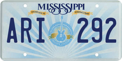 MS license plate ARI292