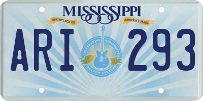 MS license plate ARI293