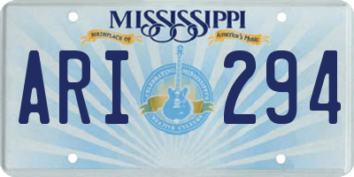 MS license plate ARI294