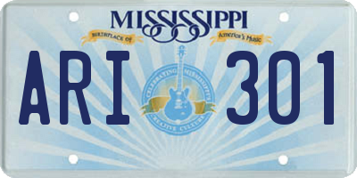 MS license plate ARI301