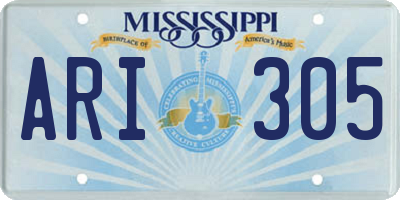 MS license plate ARI305