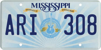 MS license plate ARI308