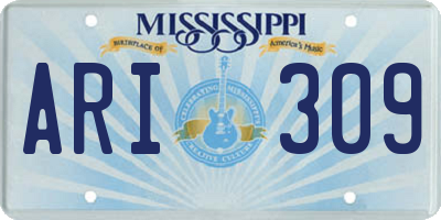 MS license plate ARI309