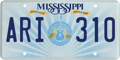 MS license plate ARI310