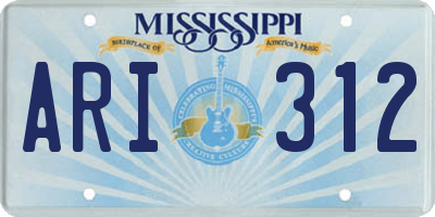 MS license plate ARI312