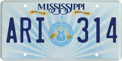 MS license plate ARI314