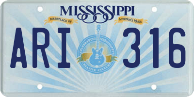 MS license plate ARI316
