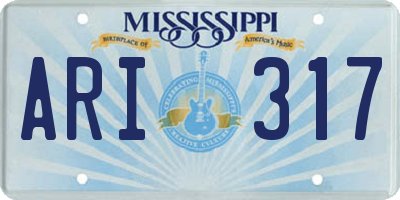 MS license plate ARI317