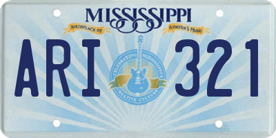 MS license plate ARI321