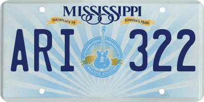 MS license plate ARI322