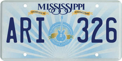 MS license plate ARI326