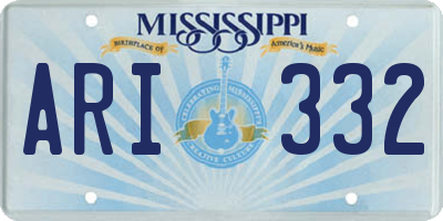 MS license plate ARI332
