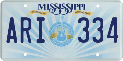 MS license plate ARI334