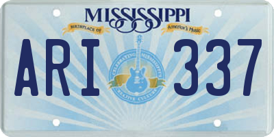 MS license plate ARI337