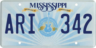 MS license plate ARI342