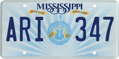 MS license plate ARI347
