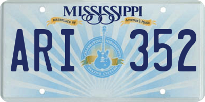 MS license plate ARI352