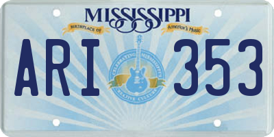 MS license plate ARI353
