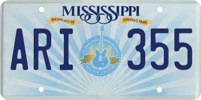 MS license plate ARI355