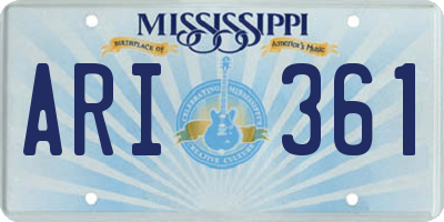 MS license plate ARI361