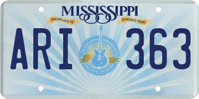 MS license plate ARI363