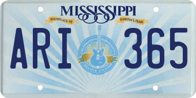 MS license plate ARI365