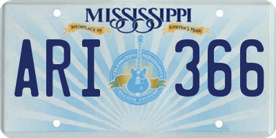MS license plate ARI366