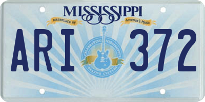 MS license plate ARI372