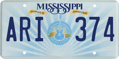 MS license plate ARI374