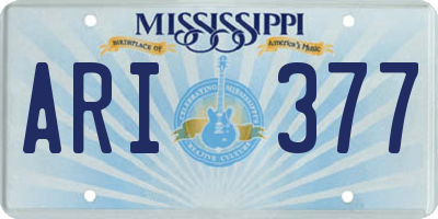 MS license plate ARI377