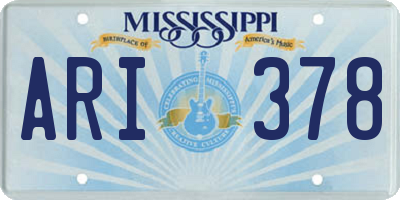 MS license plate ARI378