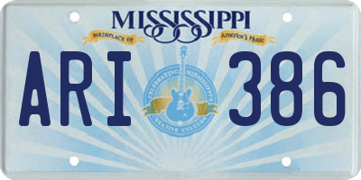MS license plate ARI386